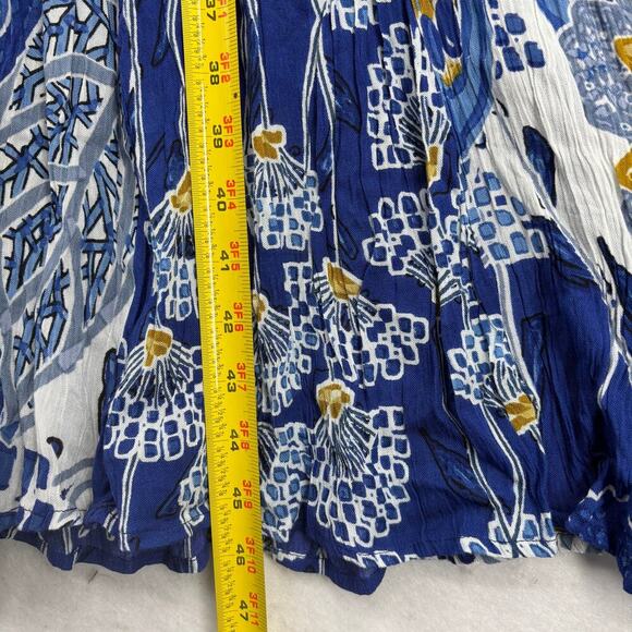 Orientique Naturally Midi Dress Seville Size S Blue Floral Crinkle Gauzy Flowy - Picture 12 of 16